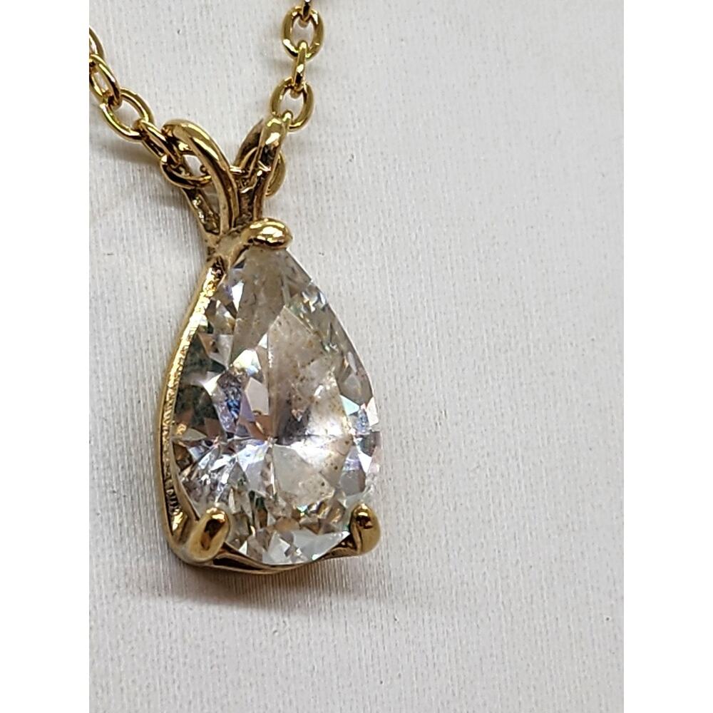Large Chrysoprase Teardrop Pendant Necklace Gemstone Gold Plated Chain Gemstone - Picture 10 of 16